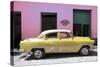 Cuba Fuerte Collection - Retro Yellow Car-Philippe Hugonnard-Stretched Canvas