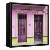 Cuba Fuerte Collection SQ - 612 Street Havana - Pink and Yellow-Philippe Hugonnard-Framed Stretched Canvas