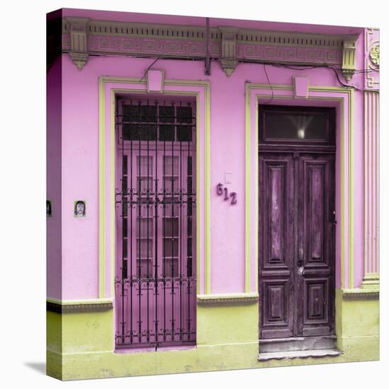 Cuba Fuerte Collection SQ - 612 Street Havana - Pink and Yellow-Philippe Hugonnard-Stretched Canvas