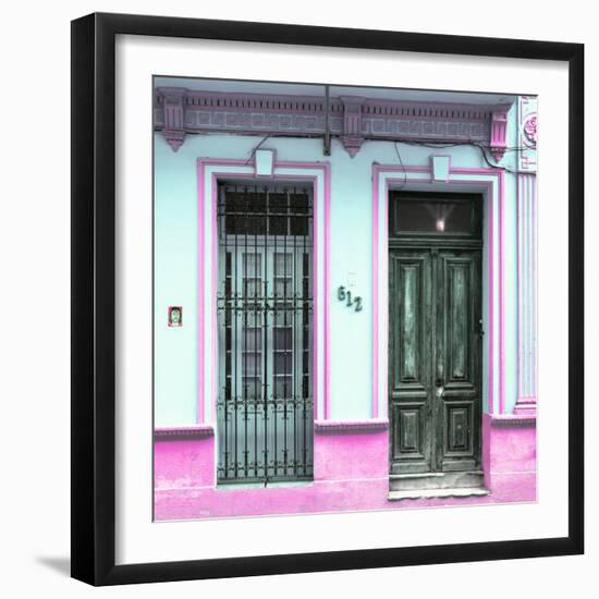 Cuba Fuerte Collection SQ - 612 Street Havana - Powder blue and Pink-Philippe Hugonnard-Framed Photographic Print