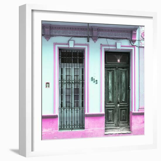 Cuba Fuerte Collection SQ - 612 Street Havana - Powder blue and Pink-Philippe Hugonnard-Framed Photographic Print