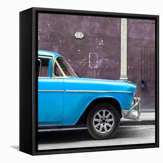 Cuba Fuerte Collection SQ - 615 Street and Blue Car-Philippe Hugonnard-Framed Stretched Canvas