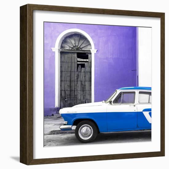 Cuba Fuerte Collection SQ - American Classic Car White and Blue-Philippe Hugonnard-Framed Photographic Print