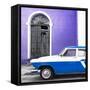 Cuba Fuerte Collection SQ - American Classic Car White and Blue-Philippe Hugonnard-Framed Stretched Canvas