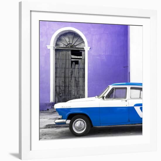 Cuba Fuerte Collection SQ - American Classic Car White and Blue-Philippe Hugonnard-Framed Photographic Print