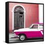Cuba Fuerte Collection SQ - American Classic Car White and Dark Pink-Philippe Hugonnard-Framed Stretched Canvas