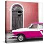 Cuba Fuerte Collection SQ - American Classic Car White and Dark Pink-Philippe Hugonnard-Stretched Canvas