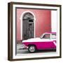 Cuba Fuerte Collection SQ - American Classic Car White and Dark Pink-Philippe Hugonnard-Framed Photographic Print