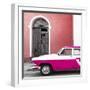Cuba Fuerte Collection SQ - American Classic Car White and Dark Pink-Philippe Hugonnard-Framed Photographic Print