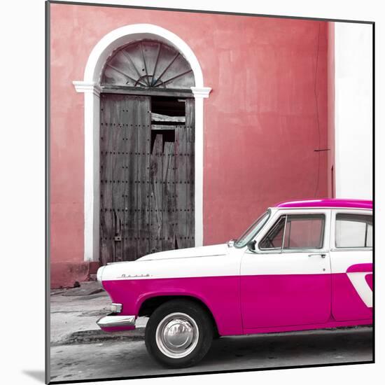 Cuba Fuerte Collection SQ - American Classic Car White and Dark Pink-Philippe Hugonnard-Mounted Photographic Print
