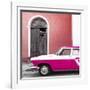 Cuba Fuerte Collection SQ - American Classic Car White and Dark Pink-Philippe Hugonnard-Framed Photographic Print