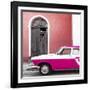 Cuba Fuerte Collection SQ - American Classic Car White and Dark Pink-Philippe Hugonnard-Framed Photographic Print