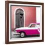 Cuba Fuerte Collection SQ - American Classic Car White and Dark Pink-Philippe Hugonnard-Framed Photographic Print