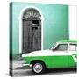 Cuba Fuerte Collection SQ - American Classic Car White and Green-Philippe Hugonnard-Stretched Canvas