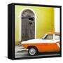 Cuba Fuerte Collection SQ - American Classic Car White and Orange-Philippe Hugonnard-Framed Stretched Canvas
