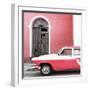 Cuba Fuerte Collection SQ - American Classic Car White and Pink-Philippe Hugonnard-Framed Photographic Print