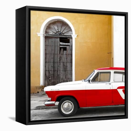 Cuba Fuerte Collection SQ - American Classic Car White and Red-Philippe Hugonnard-Framed Stretched Canvas