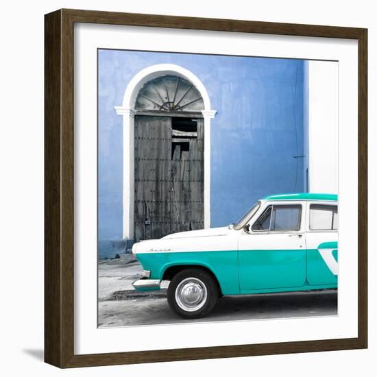 Cuba Fuerte Collection SQ - American Classic Car White and Turquoise-Philippe Hugonnard-Framed Photographic Print