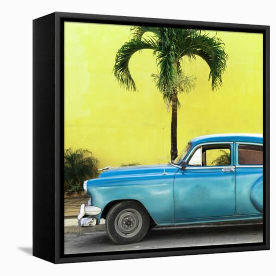 Cuba Fuerte Collection SQ - Beautiful Retro Blue Car-Philippe Hugonnard-Framed Stretched Canvas