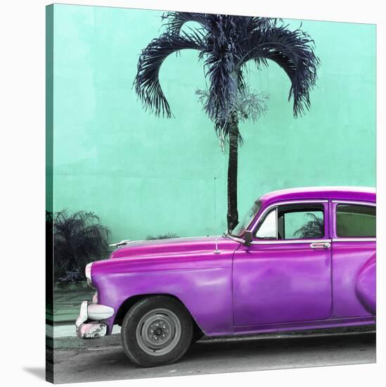 Cuba Fuerte Collection SQ - Beautiful Retro Purple Car-Philippe Hugonnard-Stretched Canvas