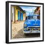 Cuba Fuerte Collection SQ - Blue Taxi in Trinidad-Philippe Hugonnard-Framed Photographic Print