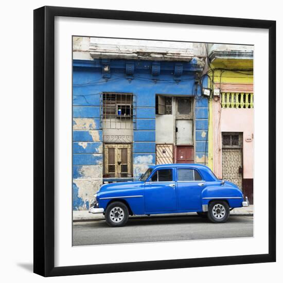 Cuba Fuerte Collection SQ - Blue Vintage American Car in Havana-Philippe Hugonnard-Framed Photographic Print