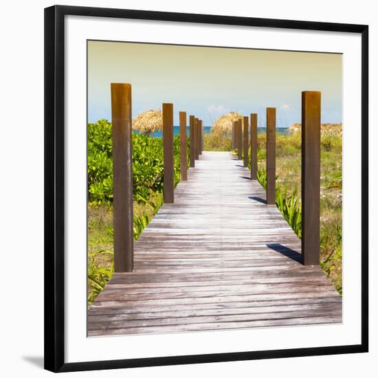 Cuba Fuerte Collection SQ - Boardwalk on the Beach at Sunset-Philippe Hugonnard-Framed Photographic Print