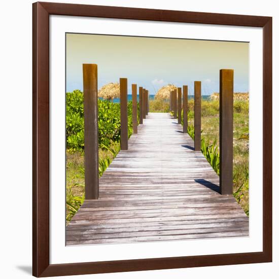 Cuba Fuerte Collection SQ - Boardwalk on the Beach at Sunset-Philippe Hugonnard-Framed Photographic Print