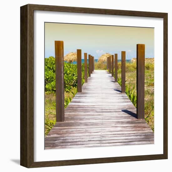 Cuba Fuerte Collection SQ - Boardwalk on the Beach at Sunset-Philippe Hugonnard-Framed Photographic Print