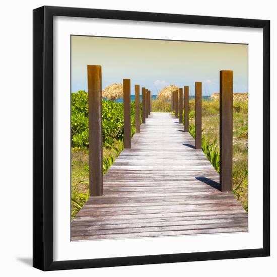 Cuba Fuerte Collection SQ - Boardwalk on the Beach at Sunset-Philippe Hugonnard-Framed Photographic Print