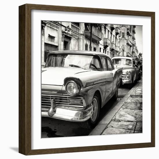 Cuba Fuerte Collection SQ BW - Beautiful American Cars in Havana-Philippe Hugonnard-Framed Photographic Print