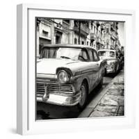 Cuba Fuerte Collection SQ BW - Beautiful American Cars in Havana-Philippe Hugonnard-Framed Photographic Print