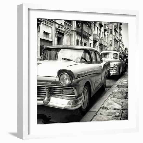 Cuba Fuerte Collection SQ BW - Beautiful American Cars in Havana-Philippe Hugonnard-Framed Photographic Print