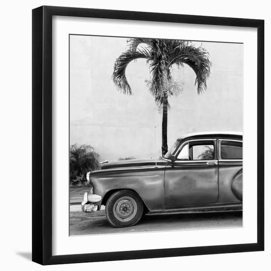 Cuba Fuerte Collection SQ BW - Beautiful Retro Black Car-Philippe Hugonnard-Framed Photographic Print