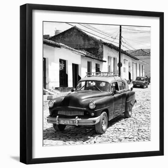 Cuba Fuerte Collection SQ BW - Black Taxi in Trinidad-Philippe Hugonnard-Framed Photographic Print