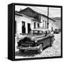 Cuba Fuerte Collection SQ BW - Black Taxi in Trinidad-Philippe Hugonnard-Framed Stretched Canvas