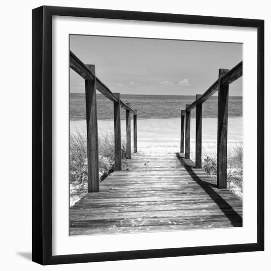 Cuba Fuerte Collection SQ BW - Boardwalk on the Beach II-Philippe Hugonnard-Framed Photographic Print