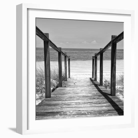 Cuba Fuerte Collection SQ BW - Boardwalk on the Beach II-Philippe Hugonnard-Framed Photographic Print