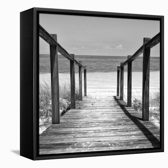 Cuba Fuerte Collection SQ BW - Boardwalk on the Beach II-Philippe Hugonnard-Framed Stretched Canvas