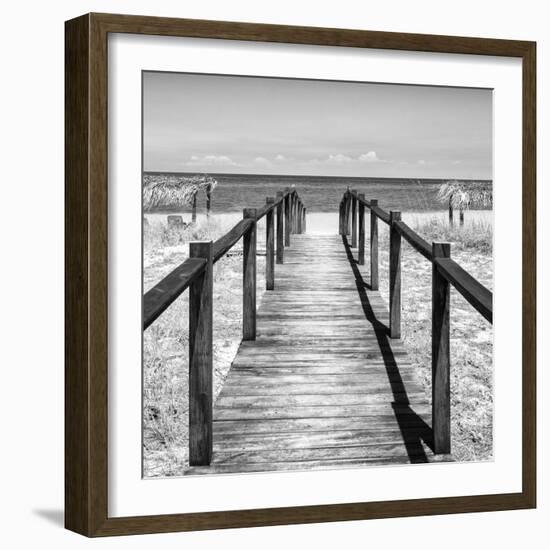 Cuba Fuerte Collection SQ BW - Boardwalk on the Beach III-Philippe Hugonnard-Framed Photographic Print