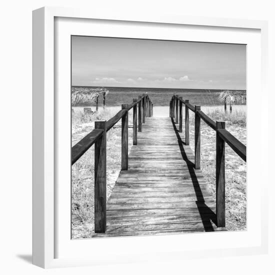 Cuba Fuerte Collection SQ BW - Boardwalk on the Beach III-Philippe Hugonnard-Framed Photographic Print