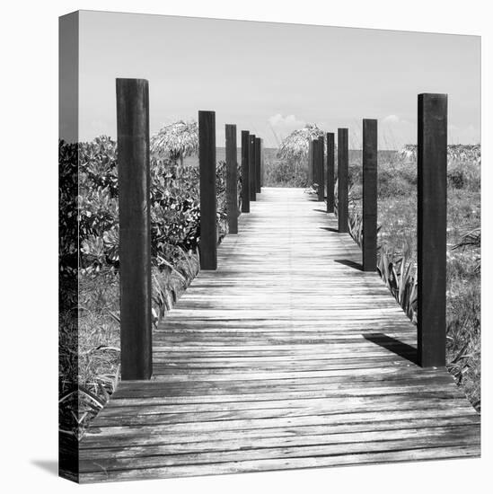 Cuba Fuerte Collection SQ BW - Boardwalk on the Beach-Philippe Hugonnard-Stretched Canvas