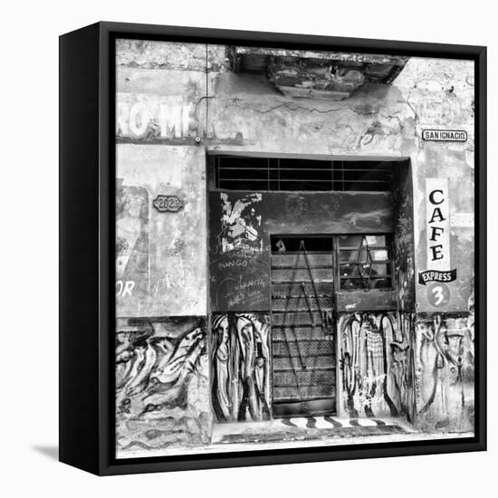 Cuba Fuerte Collection SQ BW - Cafe Express Havana-Philippe Hugonnard-Framed Stretched Canvas