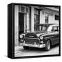 Cuba Fuerte Collection SQ BW - Classic American Car in Havana II-Philippe Hugonnard-Framed Stretched Canvas