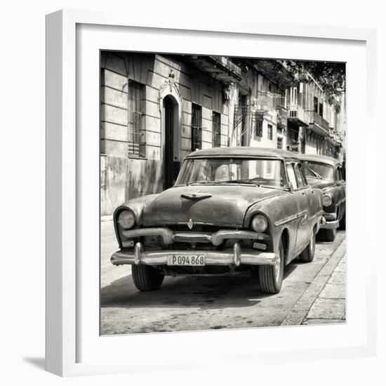 Cuba Fuerte Collection SQ BW - Classic Car in Havana-Philippe Hugonnard-Framed Photographic Print