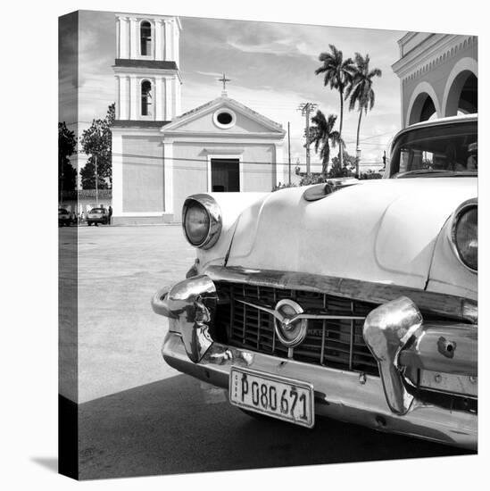 Cuba Fuerte Collection SQ BW - Classic Car in Santa Clara II-Philippe Hugonnard-Stretched Canvas