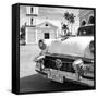 Cuba Fuerte Collection SQ BW - Classic Car in Santa Clara II-Philippe Hugonnard-Framed Stretched Canvas