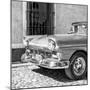 Cuba Fuerte Collection SQ BW- Close-up of American Classic Car-Philippe Hugonnard-Mounted Photographic Print