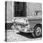 Cuba Fuerte Collection SQ BW- Close-up of American Classic Car-Philippe Hugonnard-Stretched Canvas