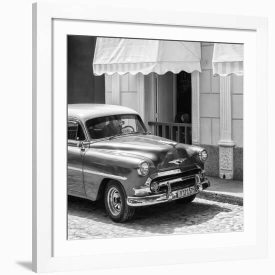 Cuba Fuerte Collection SQ BW - Close-up of Cuban Taxi Trinidad II-Philippe Hugonnard-Framed Photographic Print